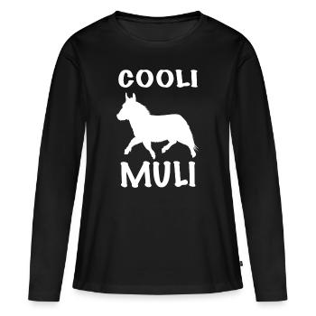 Cooli Muli - Frauen Premium Bio Langarmshirt - Schwarz - Vorne - Julia (174cm)