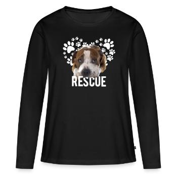 Mignon Pitbull Chien de sauvetage - T-shirt manches longues Premium bio Femme - noir - Devant - Julia (174cm)