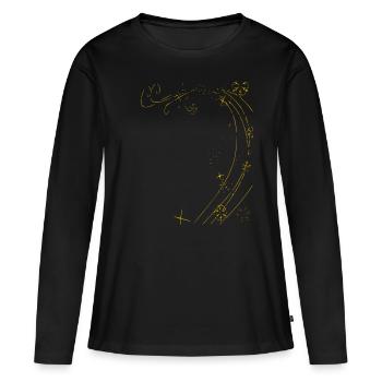Ligne étoilée / or - T-shirt manches longues Premium bio Femme - noir - Devant - Julia (174cm)