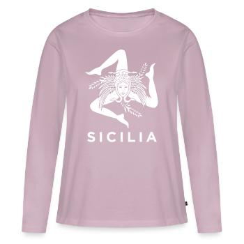 Sicily Trinacria - Women's Premium Organic Long Sleeve Shirt - dusky pink - Front - Julia (174cm)