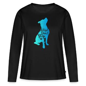Adoptieren Sie nicht einkaufen - Frauen Premium Bio Langarmshirt - Schwarz - Vorne - Julia (174cm)