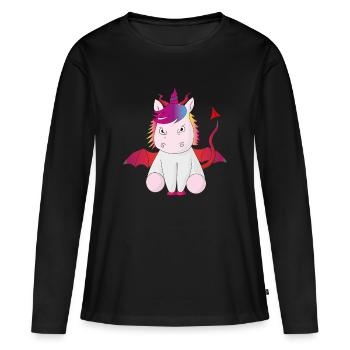 Teufelshorn das Einhorn böse Geschenkidee witzig - Frauen Premium Bio Langarmshirt - Schwarz - Vorne - Julia (174cm)