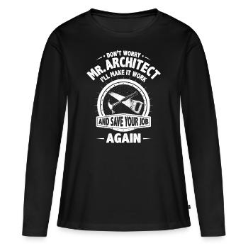 Zimmerer Zimmermann Zimmerei Zimmern Zimmerin - Frauen Premium Bio Langarmshirt - Schwarz - Vorne - Julia (174cm)