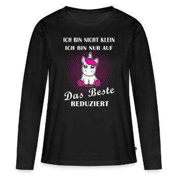 Je ne suis pas petit seulement réduit au meilleur - T-shirt manches longues Premium bio Femme - noir - Devant - Julia (174cm)