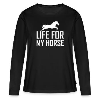 équitation - T-shirt manches longues Premium bio Femme - noir - Devant - Julia (174cm)