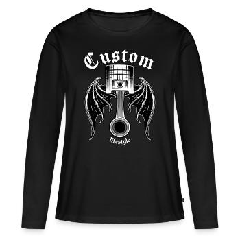 Bielle de piston de piston sur mesure - T-shirt manches longues Premium bio Femme - noir - Devant - Julia (174cm)
