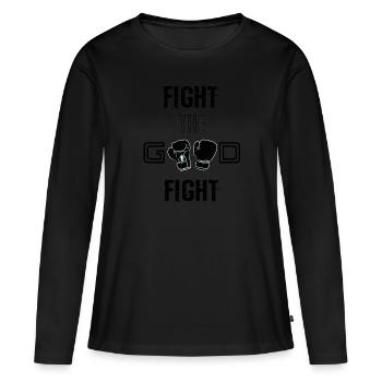 Fight the Good Fight Black - Frauen Premium Bio Langarmshirt - Schwarz - Vorne - Julia (174cm)
