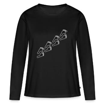 Weisse Fußabdrücke - Frauen Premium Bio Langarmshirt - Schwarz - Vorne - Julia (174cm)