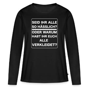 Lustiges Karneval Fasching T-Shirt Kostüm - Frauen Premium Bio Langarmshirt - Schwarz - Vorne - Julia (174cm)