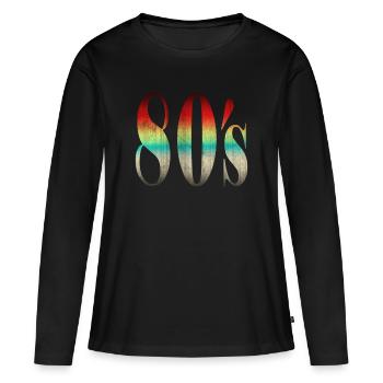 80er Jahre Retro Style - Frauen Premium Bio Langarmshirt - Schwarz - Vorne - Julia (174cm)