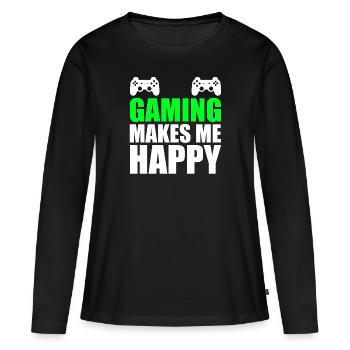 Gaming - Frauen Premium Bio Langarmshirt - Schwarz - Vorne - Julia (174cm)