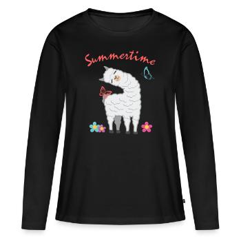 Vacances d'été en cadeau d'alpaga lama d'été - T-shirt manches longues Premium bio Femme - noir - Devant - Julia (174cm)