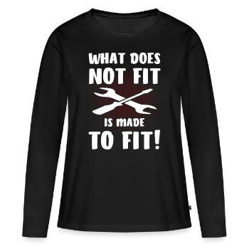 Was nicht passt wird passend Gemacht - Frauen Premium Bio Langarmshirt - Schwarz - Vorne - Julia (174cm)