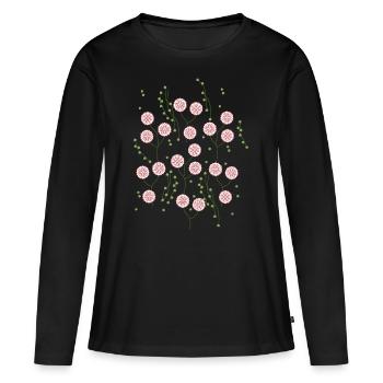 Fleurs et fleurs - T-shirt manches longues Premium bio Femme - noir - Devant - Julia (174cm)