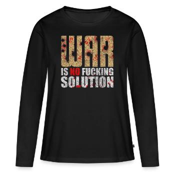 C’était pas une solution | La guerre n’est pas une solution - T-shirt manches longues Premium bio Femme - noir - Devant - Julia (174cm)