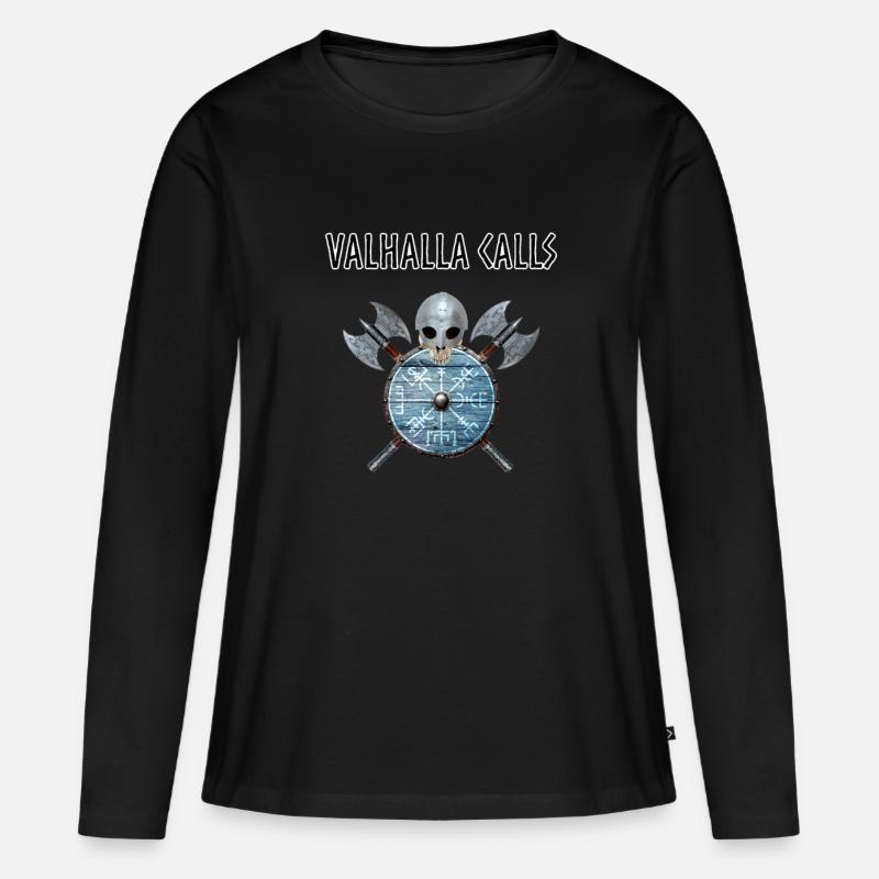 Valhalla ruft an - Frauen Premium Bio Langarmshirt - Schwarz