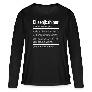 Eisenbahn Eisenbahner - Frauen Premium Bio Langarmshirt - Schwarz - Vorne - Julia (174cm)