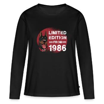 Né en 1986, édition limitée pour chien Bday - T-shirt manches longues Premium bio Femme - noir - Devant - Julia (174cm)
