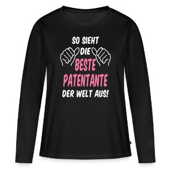 beste Patentante der Welt Pate Tante - Frauen Premium Bio Langarmshirt - Schwarz - Vorne - Julia (174cm)