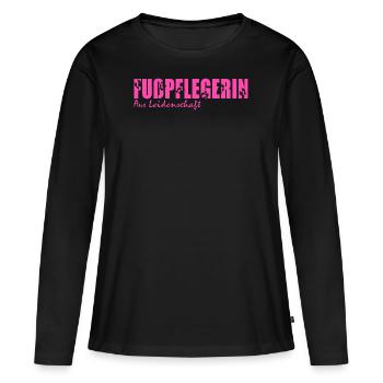 Fußpflege Pediküre Podologe Nagelstudio Geschenk - Frauen Premium Bio Langarmshirt - Schwarz - Vorne - Julia (174cm)