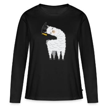 Licence Master Licence Llama Alpaga - T-shirt manches longues Premium bio Femme - noir - Devant - Julia (174cm)