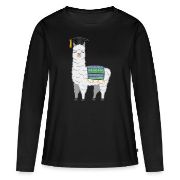 Licence Master Licence Llama Alpaga - T-shirt manches longues Premium bio Femme - noir - Devant - Julia (174cm)