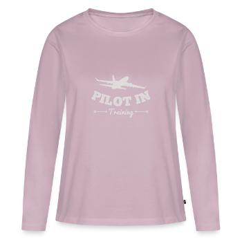 Pilot in Ausbildung - ZinSpira - Frauen Premium Bio Langarmshirt - Altrosa - Vorne - Julia (174cm)