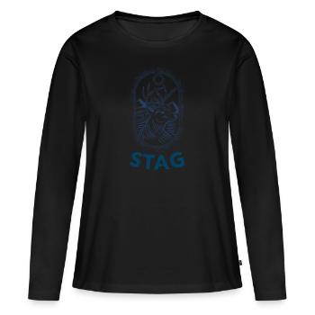 Stag, Winter Sports, Wildlife, Hunting, Stalking - Women's Premium Organic Long Sleeve Shirt - black - Front - Julia (174cm)