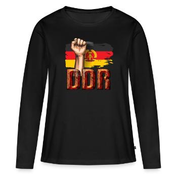GDR fists workers' struggle - Women's Premium Organic Long Sleeve Shirt - black - Front - Julia (174cm)
