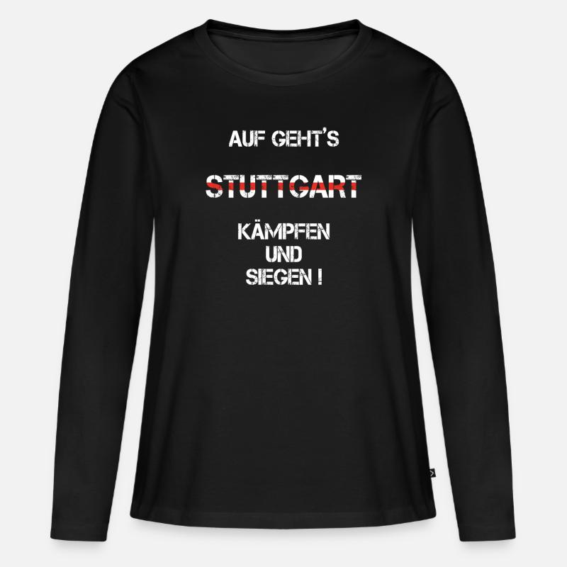 Stuttgart - Frauen Premium Bio Langarmshirt - Schwarz