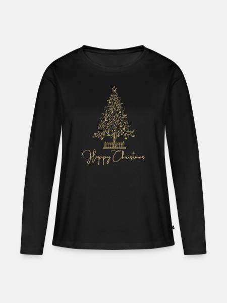 Merry Christmas merry - Frauen Premium Bio Langarmshirt - Schwarz