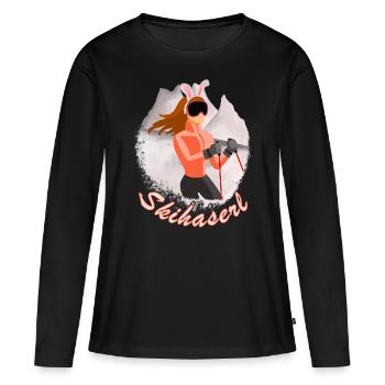 Schihaserl - Skisaison Hase Apres Ski - Frauen Premium Bio Langarmshirt - Schwarz - Vorne - Julia (174cm)