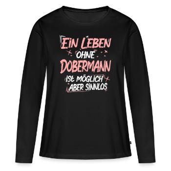 Dobermann - Frauen Premium Bio Langarmshirt - Schwarz - Vorne - Julia (174cm)