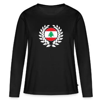 Drapeau libanais drapeau libanais - T-shirt manches longues Premium bio Femme - noir - Devant - Julia (174cm)
