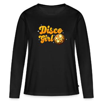 Disco-M�dchen Retro-Diskothek Disco-Tanzende Frau - Frauen Premium Bio Langarmshirt - Schwarz - Vorne - Julia (174cm)