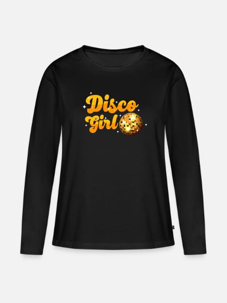 Disco-M�dchen Retro-Diskothek Disco-Tanzende Frau - Frauen Premium Bio Langarmshirt - Schwarz