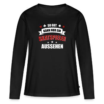 Skat player saying skat gift - Women's Premium Organic Long Sleeve Shirt - black - Front - Julia (174cm)