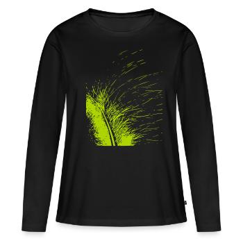 Abstract feather / line / green / pattern - Women's Premium Organic Long Sleeve Shirt - black - Front - Julia (174cm)