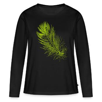 Abstract feather / line / green / pattern - Women's Premium Organic Long Sleeve Shirt - black - Front - Julia (174cm)