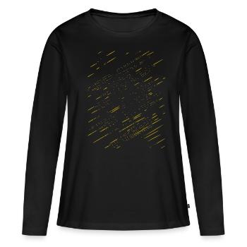 Abstrakte Strahlen / Linie / gold / Muster - Frauen Premium Bio Langarmshirt - Schwarz - Vorne - Julia (174cm)