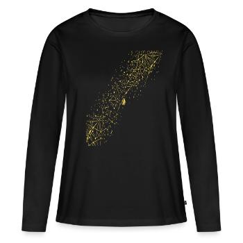 Abstract grid / line / pattern / nature / gold - Women's Premium Organic Long Sleeve Shirt - black - Front - Julia (174cm)