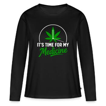 Il est temps pour mon cannabis de cannabis médicinal - T-shirt manches longues Premium bio Femme - noir - Devant - Julia (174cm)