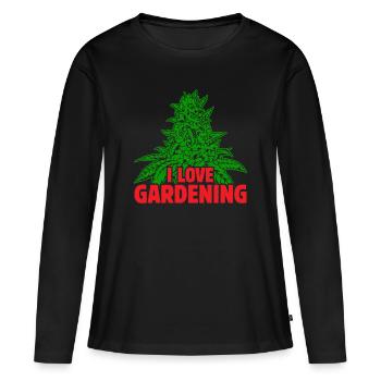 J'adore garder l'herbe - T-shirt manches longues Premium bio Femme - noir - Devant - Julia (174cm)