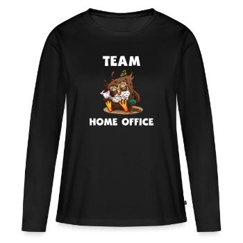 Eule Homeoffice Bürohumor Heimarbeit - Frauen Premium Bio Langarmshirt - Schwarz - Vorne - Julia (174cm)