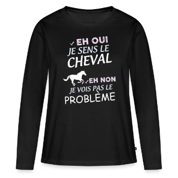 Je sens le cheval - T-shirt manches longues Premium bio Femme - noir - Devant - Julia (174cm)