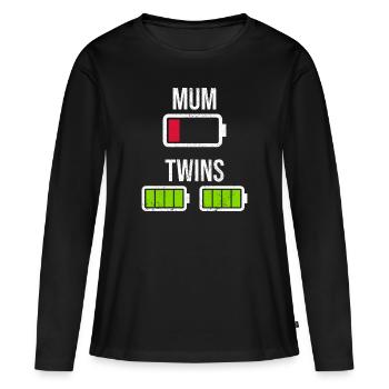 Mère avec des jumeaux - T-shirt manches longues Premium bio Femme - noir - Devant - Julia (174cm)