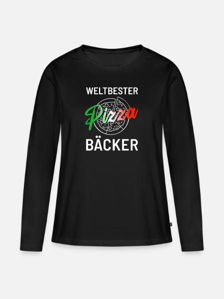 Pizzeria für den Weltbesten Pizzabäcker - Frauen Premium Bio Langarmshirt - Schwarz