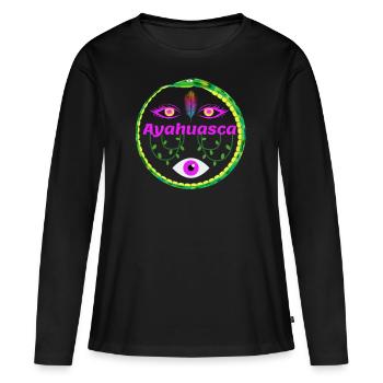 Ayahuasca DMT spirituell Trippy - Frauen Premium Bio Langarmshirt - Schwarz - Vorne - Julia (174cm)