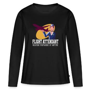 Flight Attendant Vacation Everywhere - T-shirt manches longues Premium bio Femme - noir - Devant - Julia (174cm)