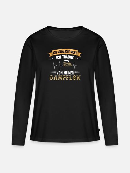 Ich schnarche nicht ich träume von meiner Dampflok - Frauen Premium Bio Langarmshirt - Schwarz